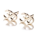 Polished gold finish Om symbol stud earrings with a glossy metallic surface - Gold