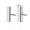 Minimalist silver bar stud earrings for men and women featuring 2mm by 9mm geometric design - Bar Shape (047 Steel)