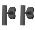 Detailed view of minimalist matte black bar stud earrings with butterfly backs - Bar Shape (047 Black)