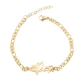 Elegante bracciale a farfalla in acciaio inossidabile dorato con catena Figaro e gancio - Oro-Farfalla