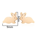 Minimalist hollow rabbit earrings in polished rose gold finish with 9x6mm dimensions - 163 Rabbit (Gold) / 163 Gold