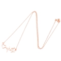 Collana in oro rosa con ciondolo a forma di cuore, linea del battito e testa di cavallo - Stile Cuore ECG Cavallo / Oro rosa