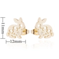 Minimalist gold bunny stud earrings with hollow flower design and 11mm dimensions - 93 Floral Hollow Rabbit (Gold) / 93 Gold