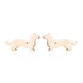 Detailed view of rose gold Dachshund stud earrings with heart-shaped hollow design - Gold