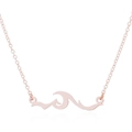 Elegant rose gold stainless steel necklace with a minimalist wave pendant design - Abstract Streamline Wave (383) / Rose Gold