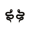 Pair of minimalist black snake stud earrings in S-curved silhouette for modern fashion - Matte Black Snake Design (274 Matte Black)