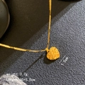 Golden heart pendant necklace with geometric texture 1.5cm charm on 45cm chain - Brushed Heart