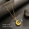 Elegant gold celestial necklace featuring a brushed moon pendant and a polished star charm - Moon & Star