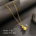 Golden pineapple pendant necklace with brushed texture, weight 7.3g and length 41+5.5cm - Pineapple
