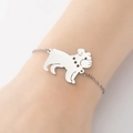 Fashionable silver dog pendant bracelet with hollow pug design for women's jewelry - Silver