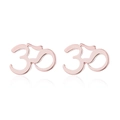 Minimalist rose gold Om symbol stud earrings with a polished finish for yoga lovers - Rose Gold