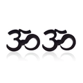 Minimalist black Om symbol stud earrings in a sleek matte finish for a modern yoga style - Black
