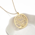 Elegante collar de acero inoxidable dorado con colgante redondo de luna creciente y estrellas - Luna y Estrella Dorado