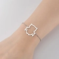Pulsera minimalista de acero inoxidable plateado con un lindo dije de silueta de pingüino - Búho Acero