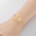 Elegante pulsera de acero inoxidable dorado con un diseño minimalista de cabeza de gato - Gato Dorado