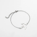 Minimalistische zilveren roestvrijstalen armband met origami vogel hanger en kreeftsluiting - Zwaluw Stijl / Zilver