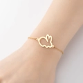 Elegante pulsera de acero inoxidable dorado para mujer con un delicado colgante de conejo - Conejo Dorado