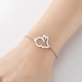 Pulsera minimalista de acero inoxidable plateado con colgante de conejo hueco para mujer - Conejo Plata