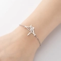 Pulsera minimalista de acero inoxidable con colgante de grulla de origami geométrica plateada - Grulla Origami Acero