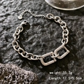Silver horseshoe link chain bracelet with micro-paved cubic zirconia and S925 stamp - Full Zircon Horseshoe Buckle / Silver - Full Zircon Horseshoe