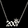 Silver crown 2007 number necklace in stainless steel on black background - Silver (2007)