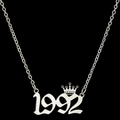 Silver crown 1992 year pendant necklace in polished stainless steel for women - Silver (1992)