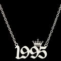 Zilveren ketting met kroon en 1995 cijfer hanger aan een roestvrijstalen kruis ketting - Zilver (1995)