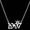Zilveren roestvrijstalen ketting met kroonhanger en jaartal 1997 voor dames - Zilver (1997)