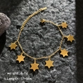 Elegantes goldfarbenes Edelstahlarmband mit sechs Sternanhängern und Karabinerverschluss - Hexagramm Armband / Gold Sieben Sterne Armband