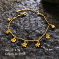 Goldenes Edelstahlarmband mit sechs Kleeblatt-Anhängern und Karabinerverschluss - Kleeblatt-Armband / Gold Kleeblatt Armband