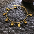 Elegantes goldenes Kleeblatt-Armband mit hohlen Blütenanhängern und verstellbarer Länge - Hohle Rose Armband / Gold Hohl Rose Armband