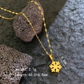 Golden snowflake pendant necklace with oval chain, weight 2.7g and length 40.5cm - Snowflake Necklace
