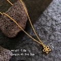 Gold hollow five-petal flower necklace with 2.0g weight and 40.5cm adjustable chain - Cherry Blossom Necklace
