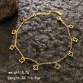 Elegantes vergoldetes Kleeblatt-Armband mit acht hohlen Anhängern und Karabinerverschluss - Gold Hohl Kleeblatt Fußkettchen