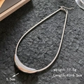 Silver curved bar heart necklace with snake chain showing length and weight dimensions - Curved Tube Lobster Clasp / Silver