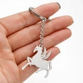 Portachiavi Pegasus in metallo argento con ciondolo a cavallo alato nella mano - Stile Cuore Pegaso (077)