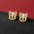 Gepolijste gouden Yorkshire Terrier oorknopjes met een verfijnd metalen hol ontwerp - Yorkie Vorm (745) / Goud