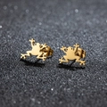Pendientes de botón de rana dorada hechos de acero inoxidable pulido de alta calidad - Forma Rana (487) / Dorado