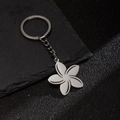 Minimalistische sleutelhanger met madeliefje van mat geborsteld roestvrij staal - Matte Vijfbladige Bloem Stijl (187)