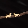Pendientes de perro salchicha dorados de acero inoxidable con diseño de corazón - Teckel con Corazón Hueco (782) / Dorado
