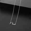 Collier en acier inoxydable argenté avec pendentif signe Poissons en lettres artistiques - Poissons Acier