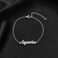 Silver Aquarius zodiac pendant bracelet in stainless steel with adjustable chain - Aquarius / Steel