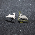 Orecchini a perno a forma di coniglio in acciaio inossidabile argento lucido 12x7mm - Forma Coniglio (485) / Color Acciaio