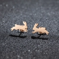 Eleganti orecchini a lobo in acciaio inossidabile oro rosa con design a coniglietto - Forma Coniglio (485) / Oro rosa