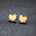Orecchini a perno con silhouette di cane volpino dorato in acciaio inossidabile lucido - Forma Cane (484) / Oro