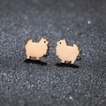Orecchini a perno con silhouette di cane Pomerania in acciaio inossidabile rosa - Forma Cane (484) / Oro rosa