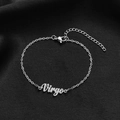 Ασημένιο βραχιόλι ζωδίων με κρεμαστό Virgo και ρυθμιζόμενο κλείσιμο καραμπίνερ - Παρθένος / Χρώμα Ατσαλιού