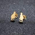 Orecchini minimalisti a forma di gatto dorato in acciaio inossidabile lucido - Forma Gato (482) / Oro