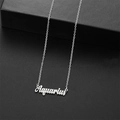 Collar minimalista de acero inoxidable plateado con colgante del signo Acuario - Acuario / Plateado