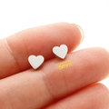 Minimalist 5mm stainless steel heart stud earrings for women in a silver finish - Medium Style / Steel